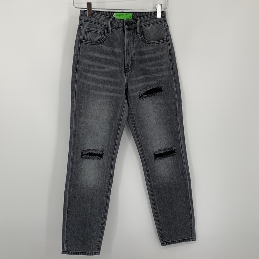 SR vs Sandrine Rose distressed black gray skinny jeans destroyed rain new 24